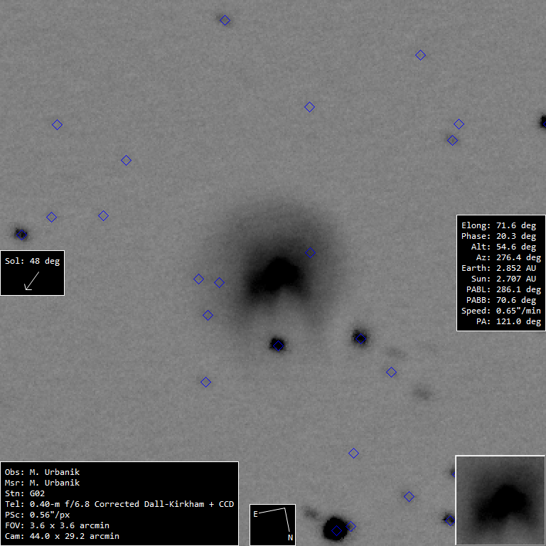 Snímka kométy 12P/Pons pri outburste v novembri 2023